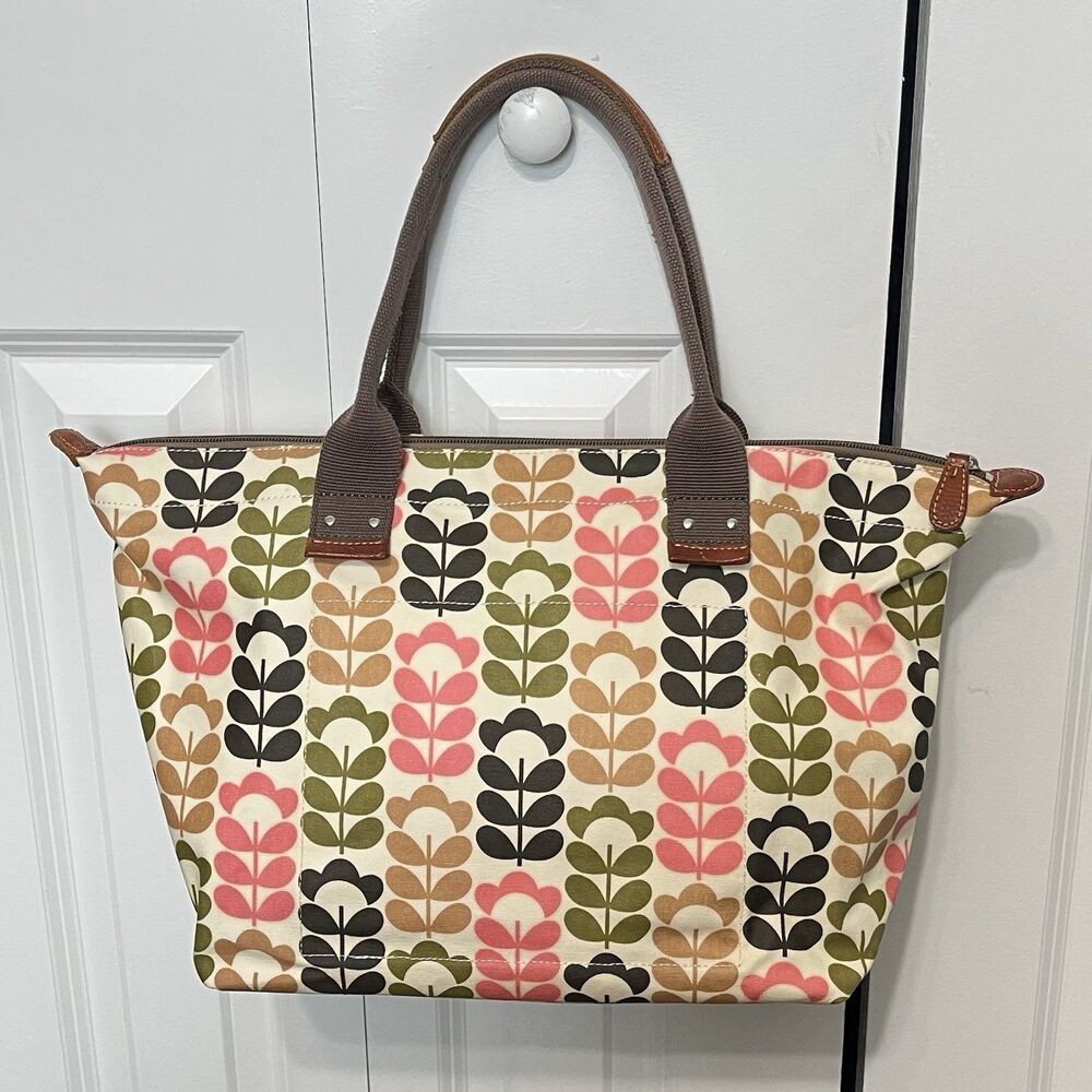 ORLA KIELY ETC floral stem print laminate canvas large tote handbag